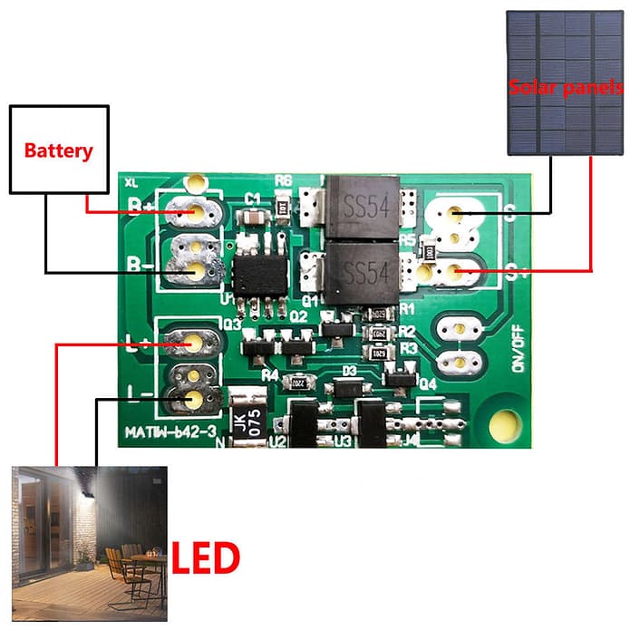 Automatic Solar Panel Battery Charger Board Night Light Switch
