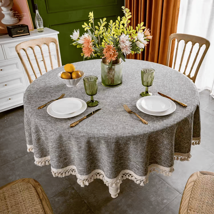 6 Seater Grey Nordic cotton linen tablecloth 