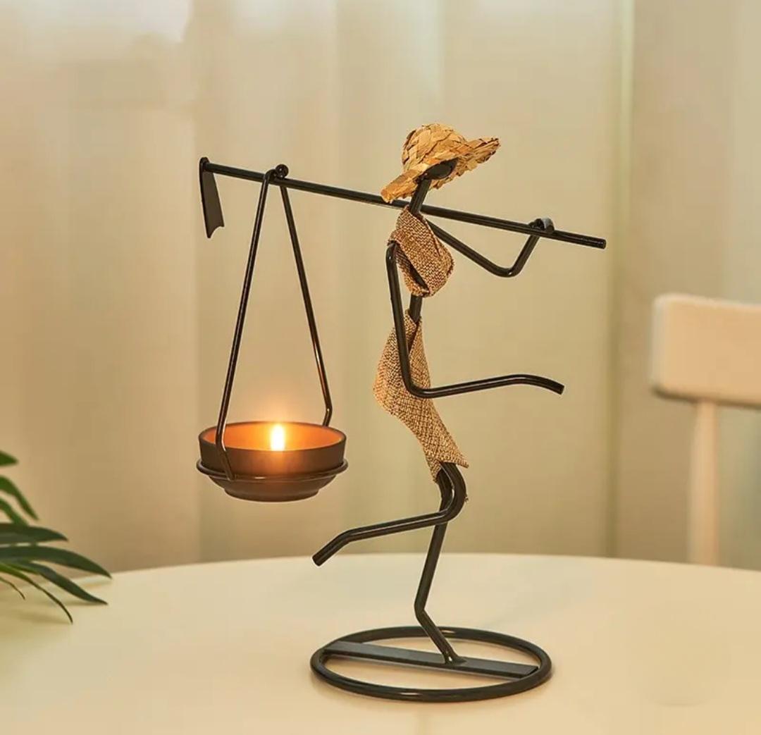 Farmer Figurine Candle Holder