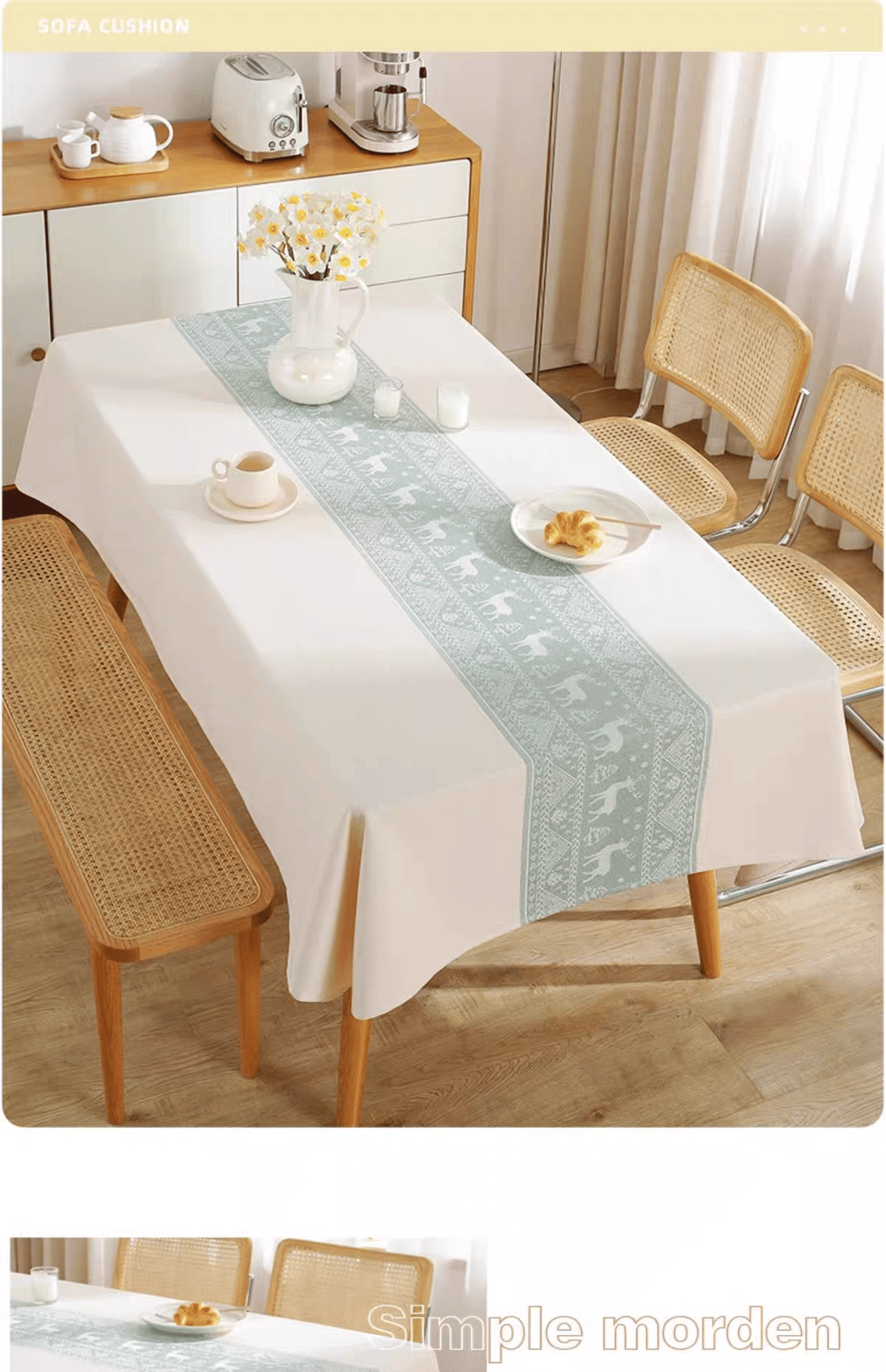 4 Seater Nordic Deer Table Cloth