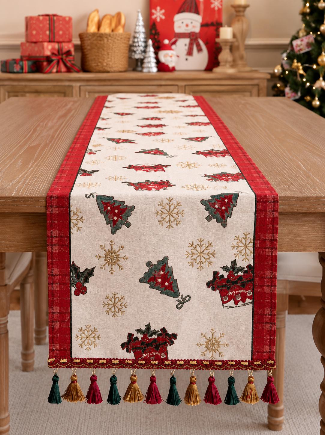 10 Seater Festive Christmas Table Runner with Tassel