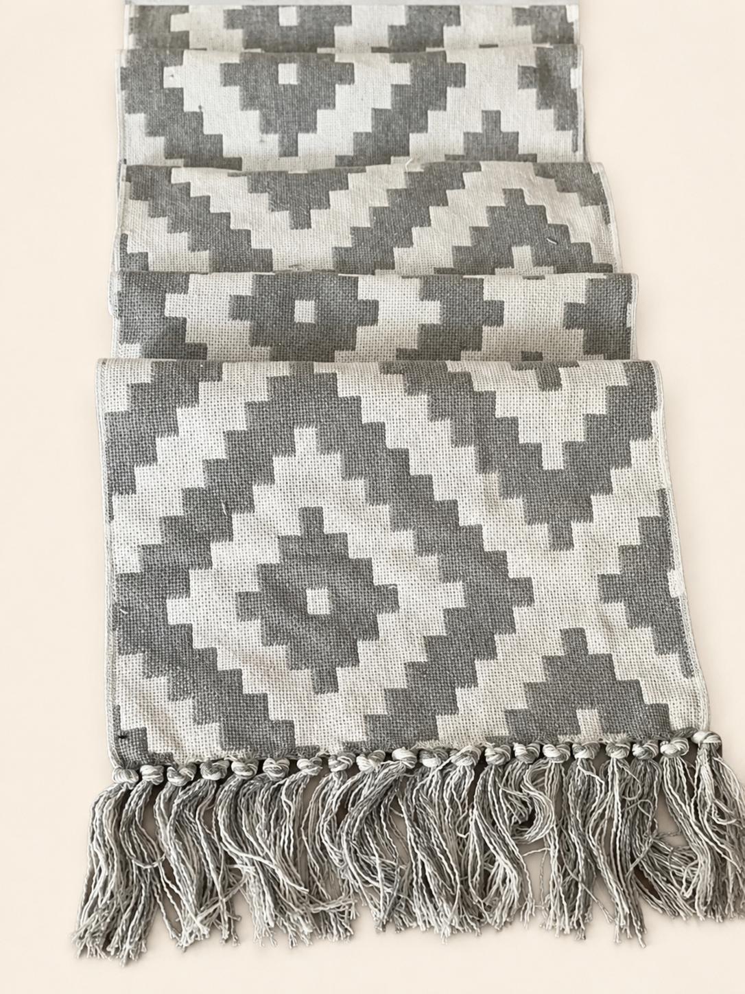 4,6,8 Grey Geometric Table Runner