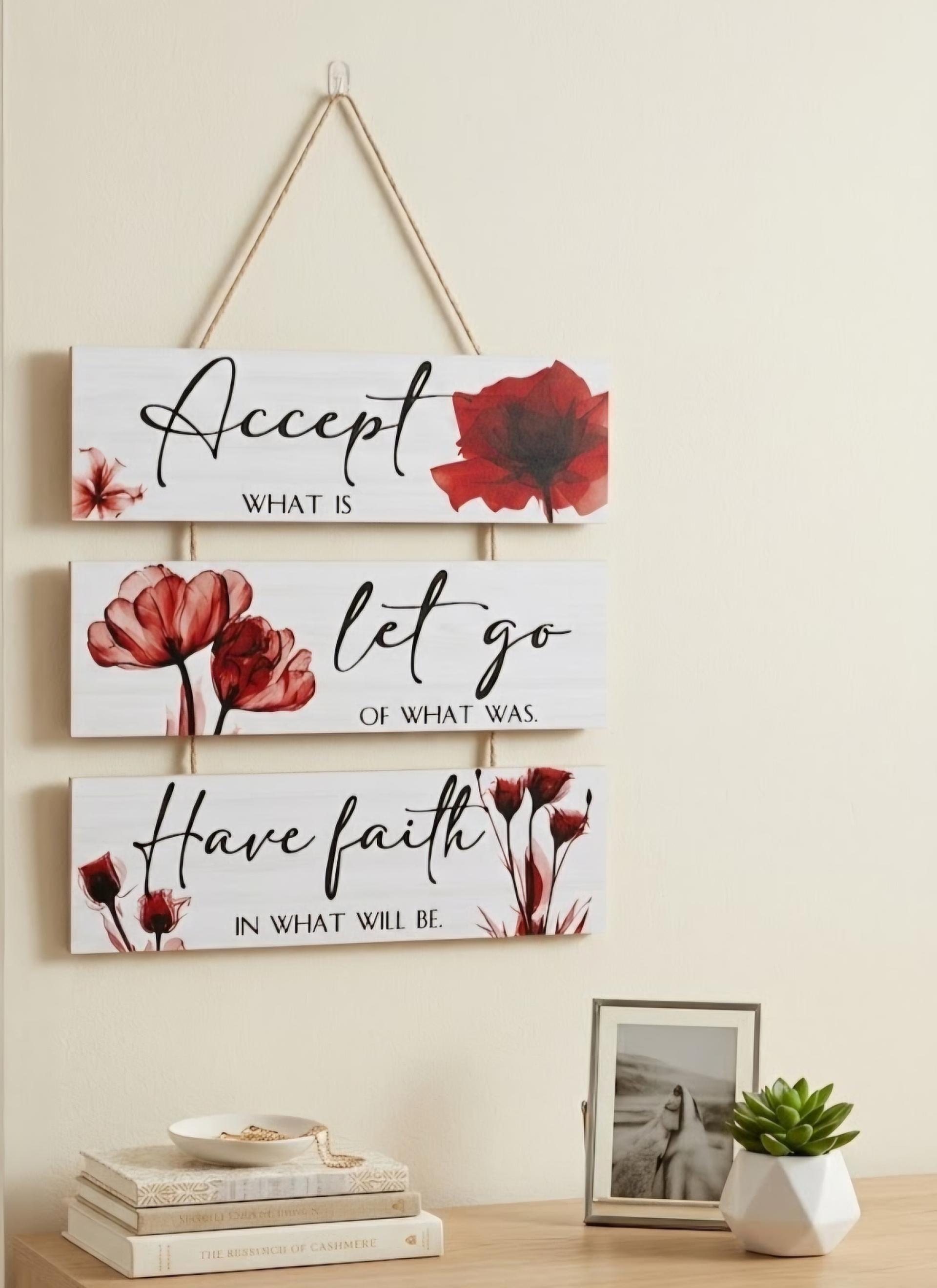 Accept, Let Go & Have Faith Wooden Wall Hanging