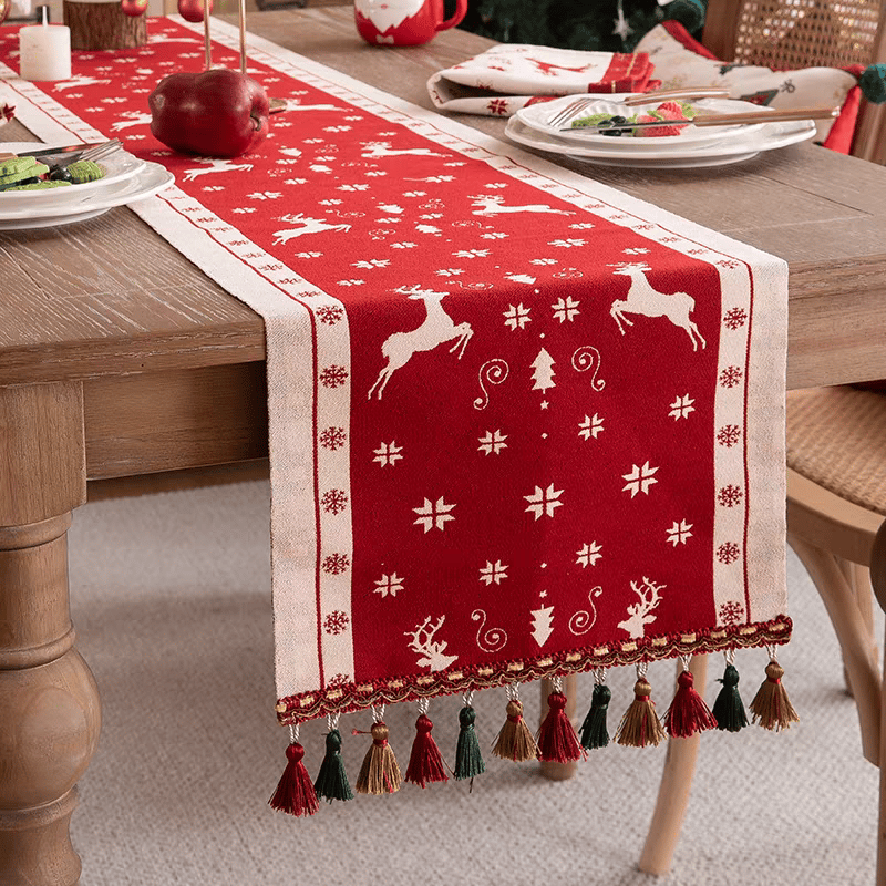 6,8,10 seaters Classic Red Reindeer Christmas Table Runner