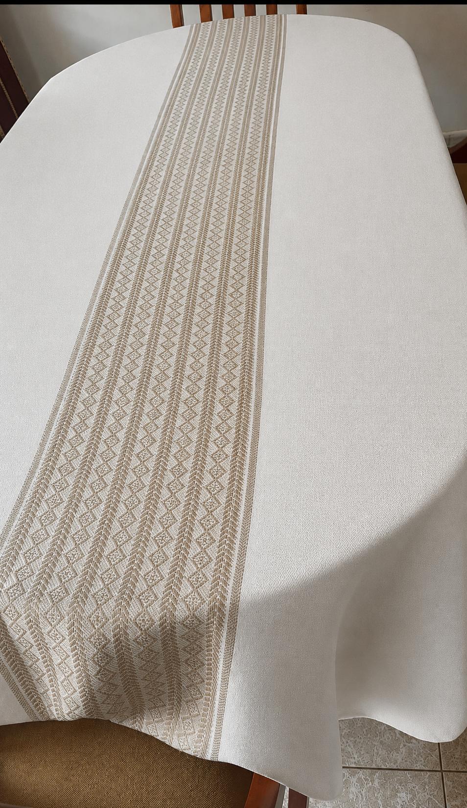 6 Seater Boho Neutral Tablecloth 
