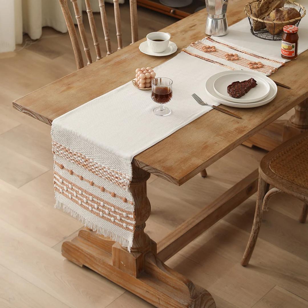 6 Seater Blush & Ivory Boho Table Runner
