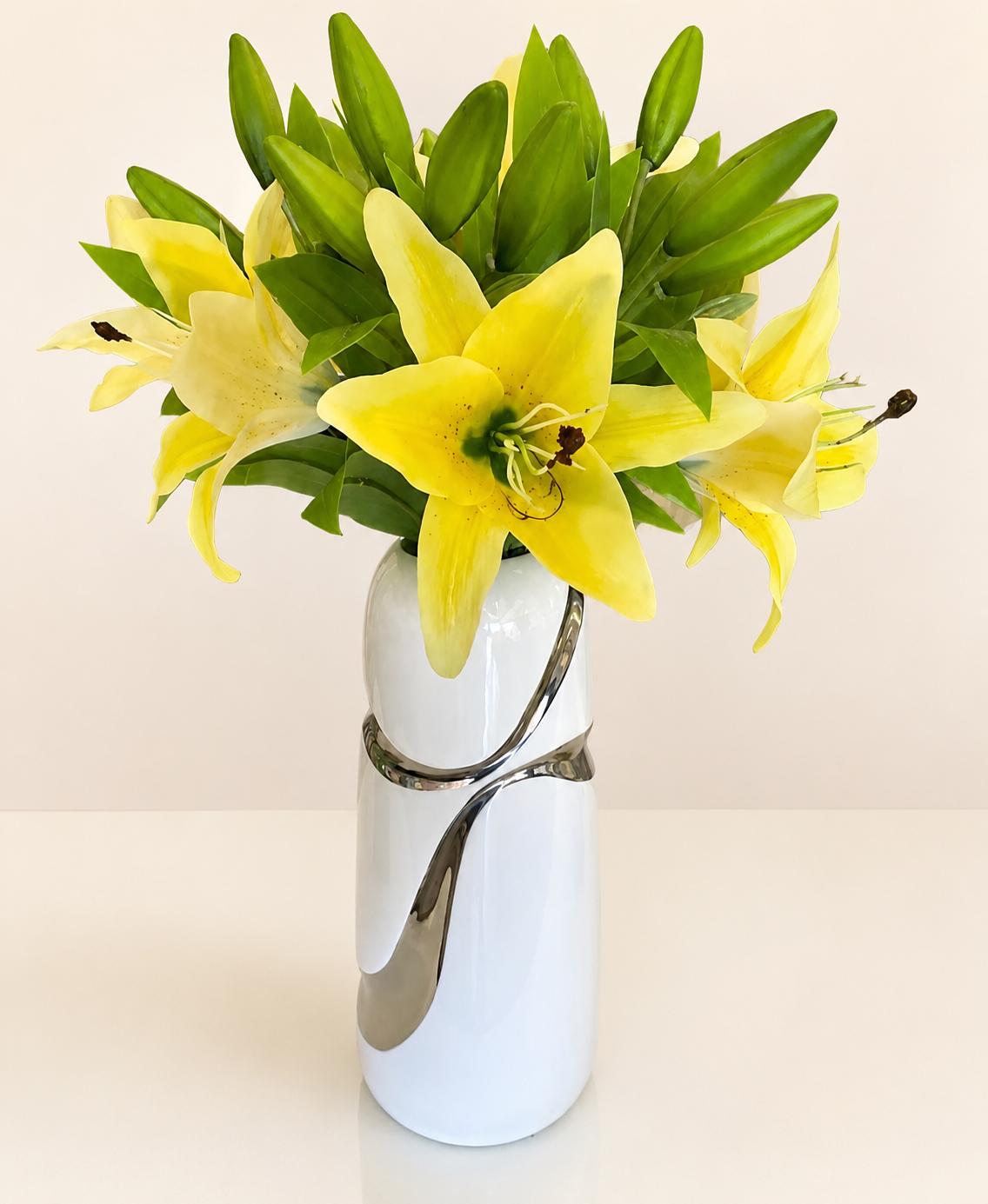 Yellow Lily Centrepiece Arrangement