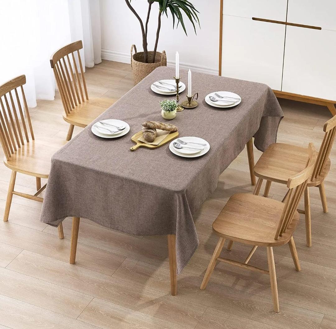 6 and 10 Seaters Coffee Vintage Linen-Look Tablecloth