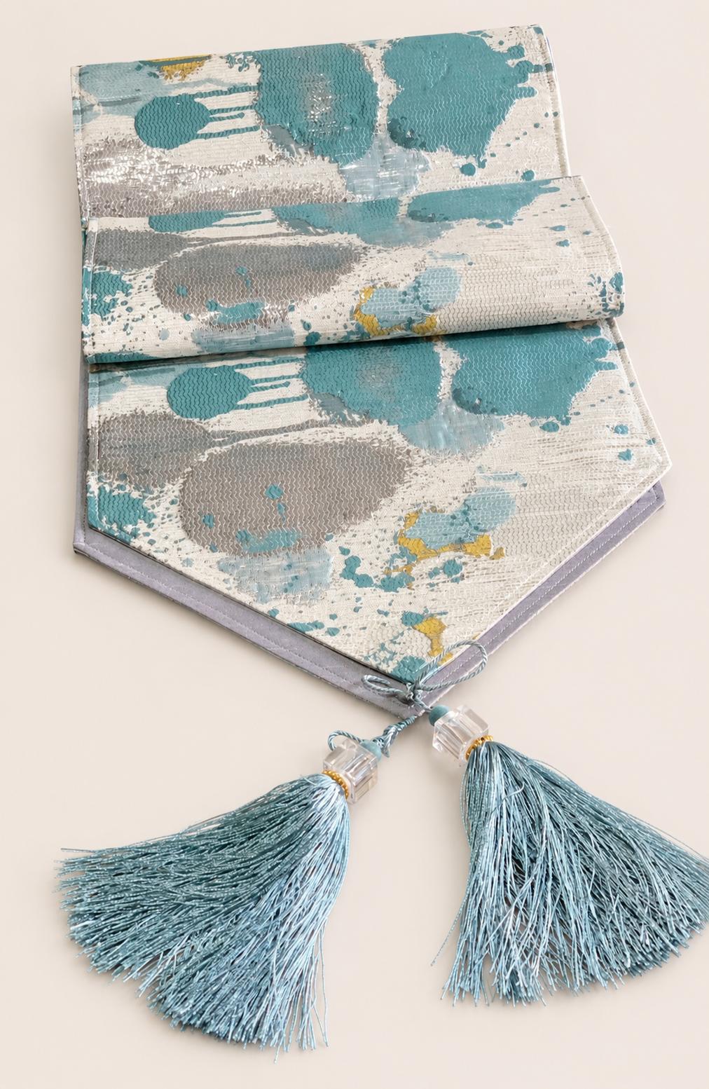 6 seater Aqua Abstract Table Runner