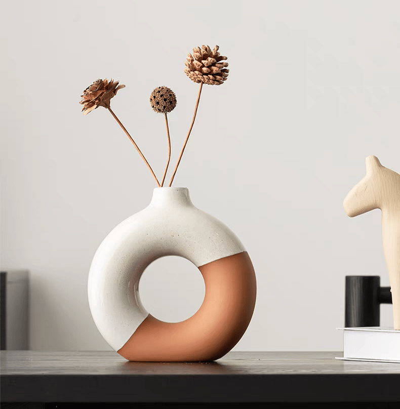 Terracotta donut vase