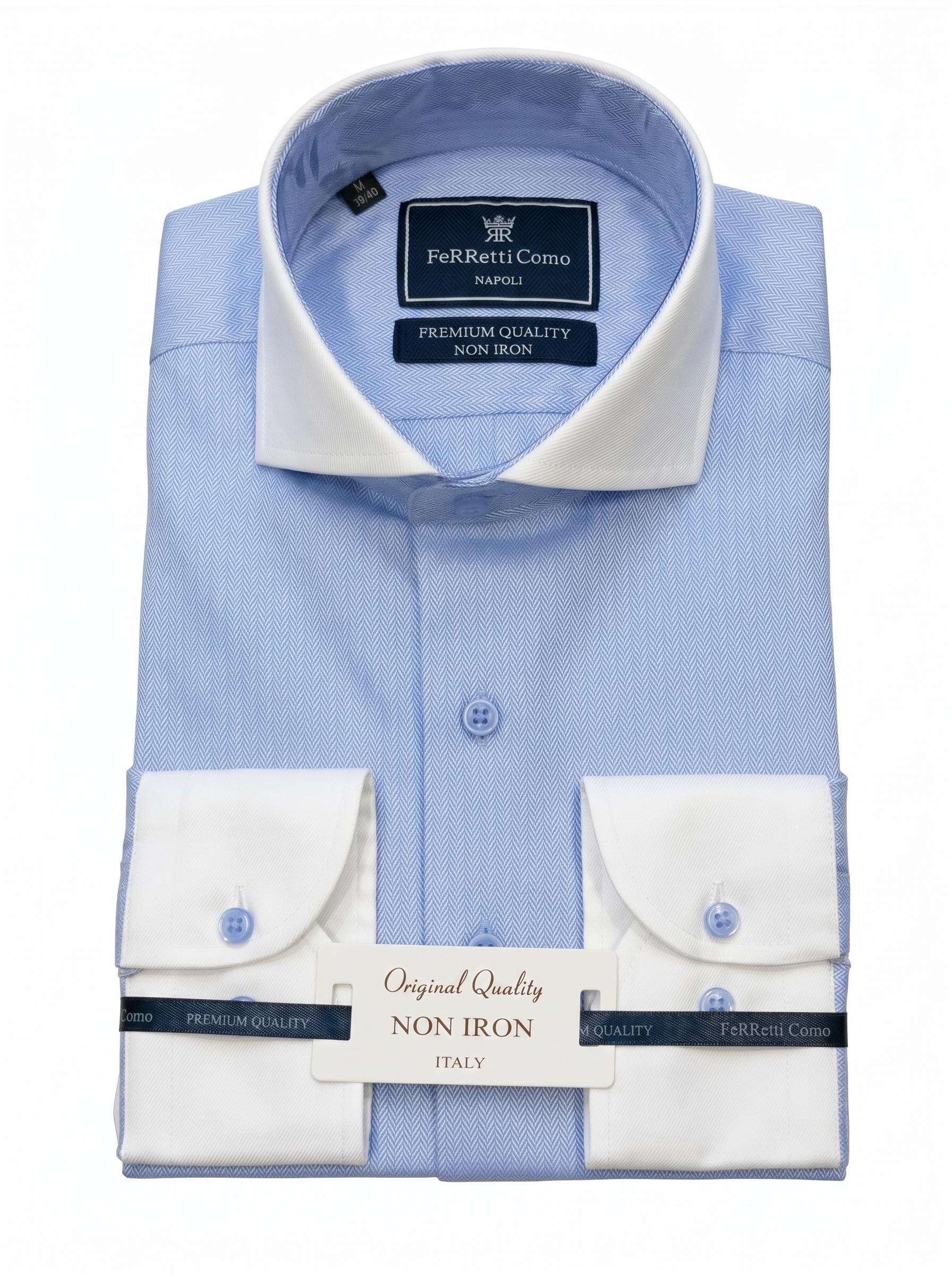 Light Blue Herringbone Shirt