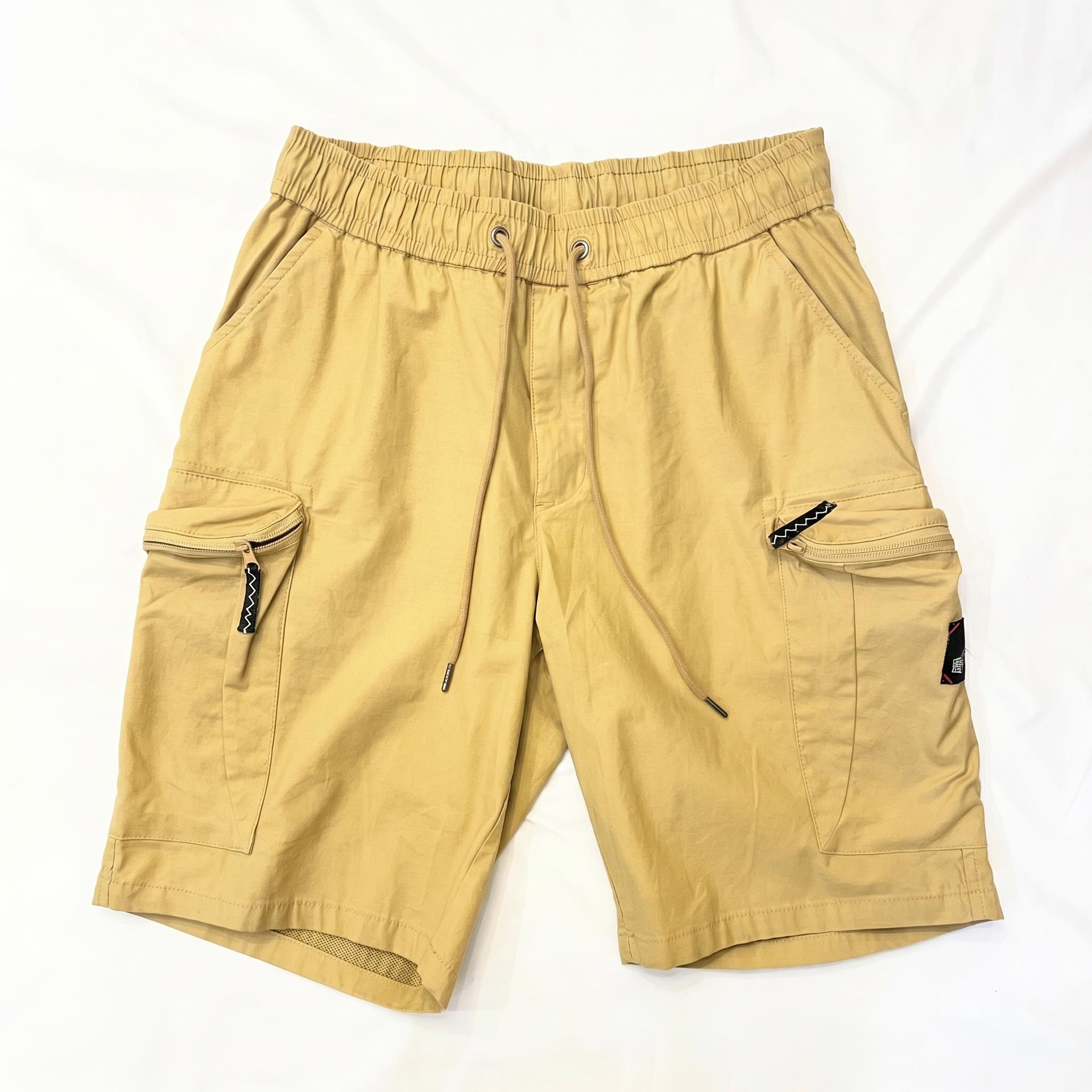 Cargo Shorts Zip Pockets Elastic Waist