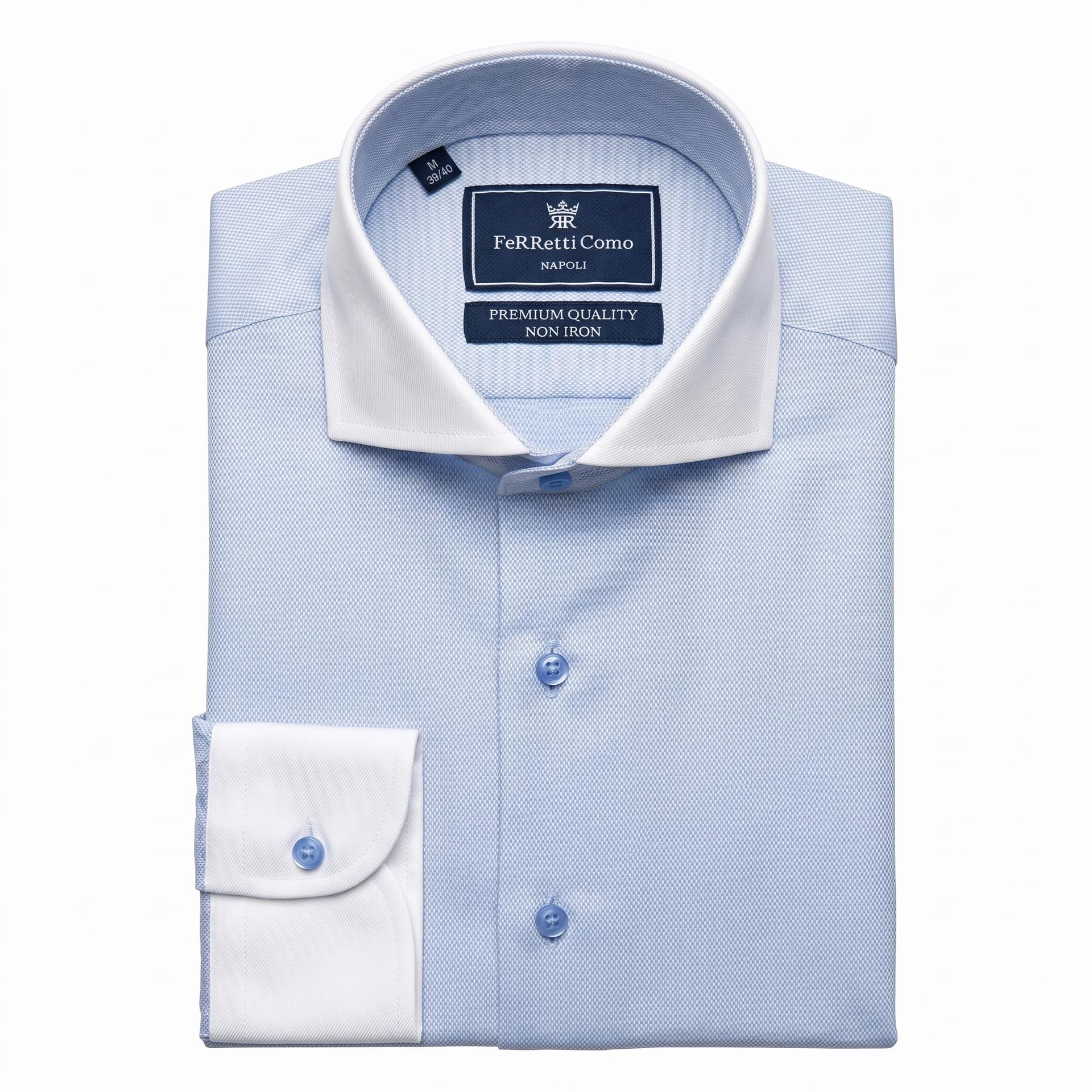 Light Blue Micro‑Pattern Shirt