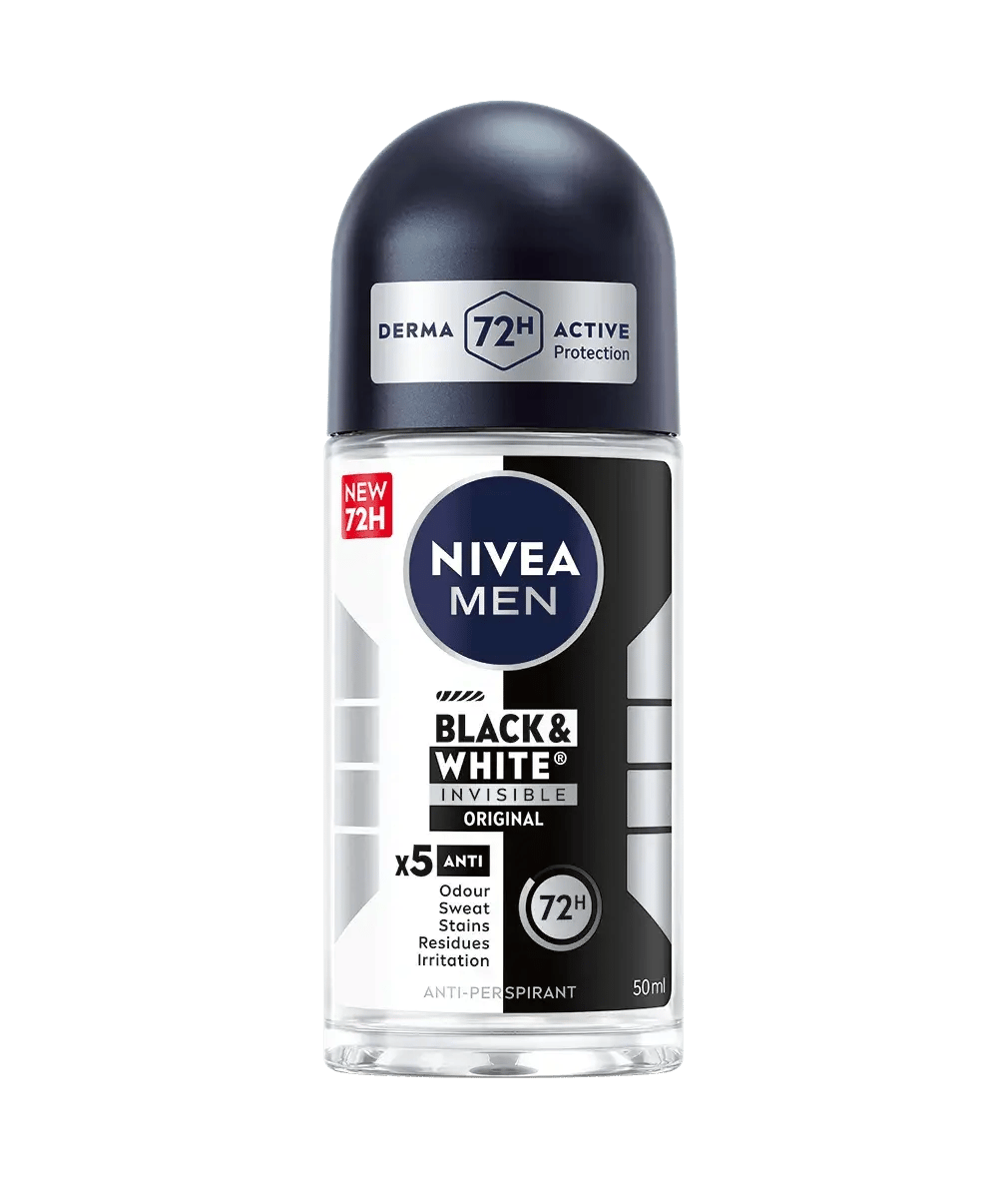 Nivea Black & White Roll-On – 48H Protection with No White Marks