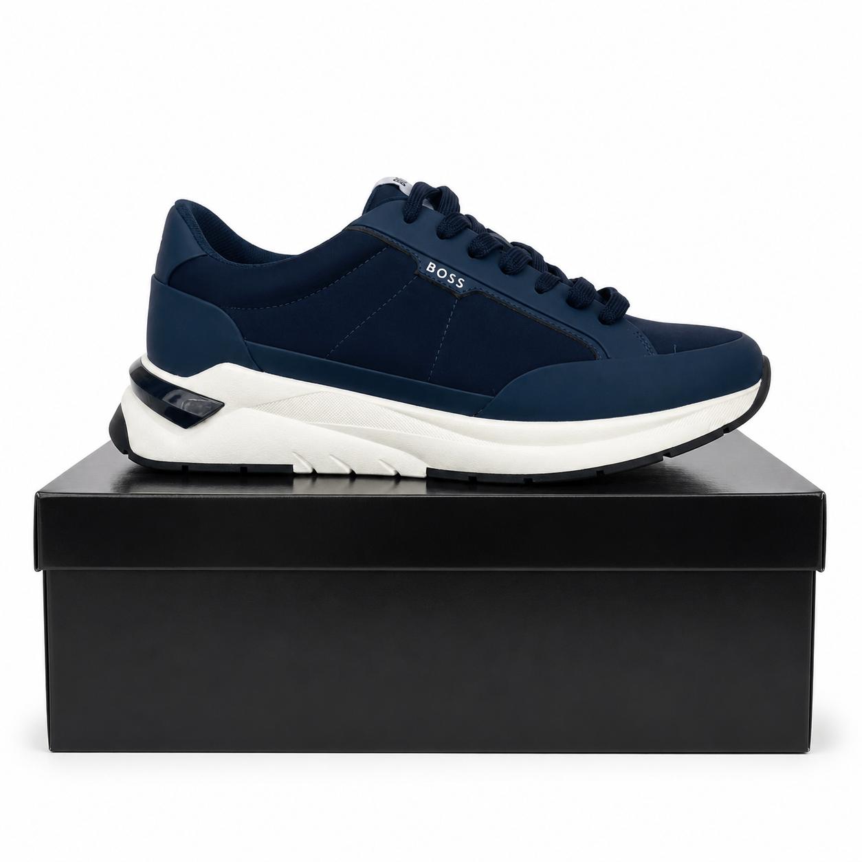 HUGO BOSS Men's Black Leather Low-Top Sneakers